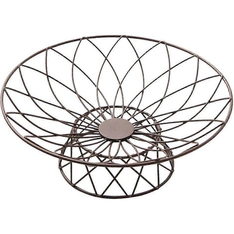 Corbeille à fruits en fer forgé, support à fruits de grande capacité, panier de rangement pour fruits et légumes, idéal pour la cuisine, les restaurants, le pain et les en-cas.-Brown L