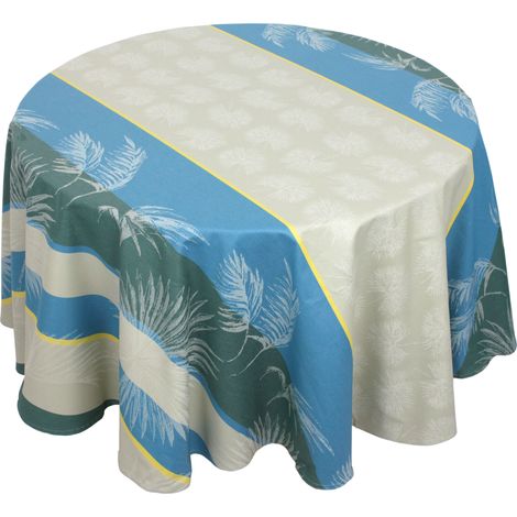 Nappe Jacquard coton PALMIER + enduction acrylique Rond 170x170 cm (1/5)