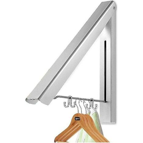 Porte-vêtements rétractable pour la maison - Support de séchage pour cintre pliant mural pour l'organisation du rangement dans le placard de la buanderie, en aluminium, installation facile
