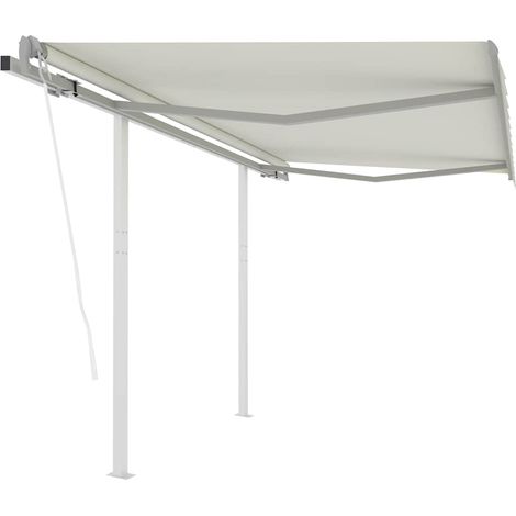 Markise Automatisch Einziehbar mit Pfosten 3x2,5 m Creme (1/5)
