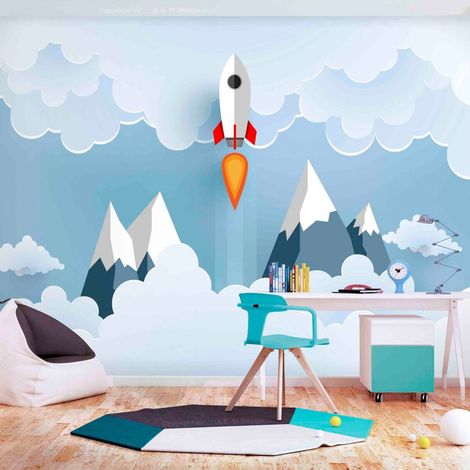 Papier peint adhésif Fusée dans les nuages - 343 x 245 cm (1/4)
