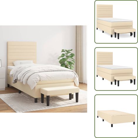 Boxspringbett mit Matratze Creme 100x200 cm Stoff - Boxspringbett - Betten - Schlafräume - Cremefarbenes Bett - Doppelbett (1/5)