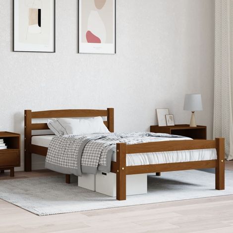 Estructura cama sin colchón madera pino marrón miel 90x200 cm vidaXL (1/5)