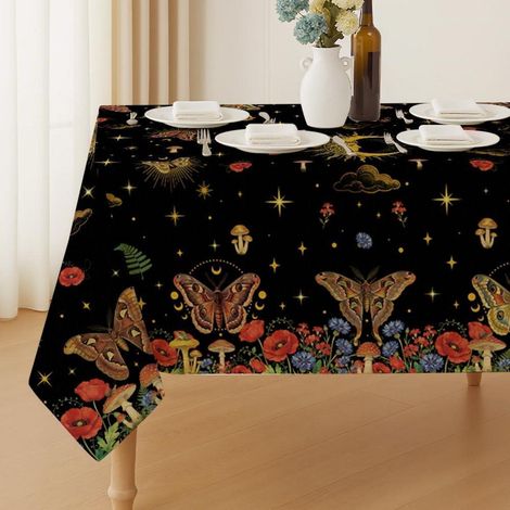 Abwaschbare Tischdecke 213x152 cm mit Schmetterlingen & Mondphasen