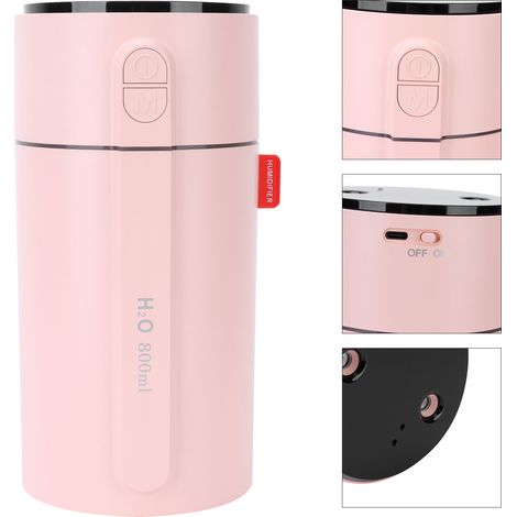 Kleiner, pinkfarbener Luftbefeuchter mit USB-Anschluss, Doppelsprühfunktion und intelligentem Display für Zuhause und Büro (1/5)