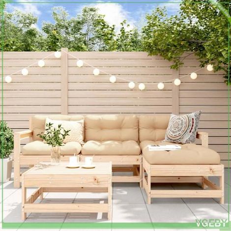 Salon de jardin - FAFEICY - Design à lattes - Bois de pin massif - Modulaire 5 pièces - Extérieur (1/5)