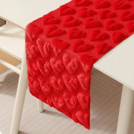 BelleRise - Chemin de table, nappe en velours 3D en forme de cœur, pour la Saint-Valentin, les mariages, rouge (13 x 72 pouces)