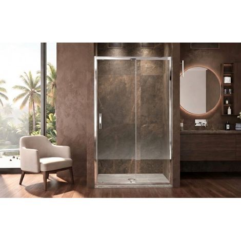 Box doccia a nicchia 145 cm porta scorrevole apertura laterale H190 cm ZEUS - Cromato Lucido (1/5)