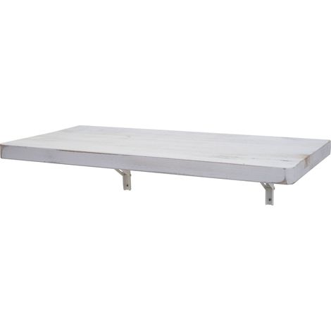Wandtisch HHG-418, Wandklapptisch Wandregal Tisch, klappbar Massiv-Holz 100x50cm shabby weiß