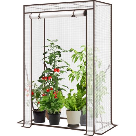 Sekey Tomatenhaus Stabil Gewächshaus Klein Foliengewächshaus Platzsparend Tomatengewächshaus Folie Garten Balkon 100 x 50 x 150 cm, Weiß