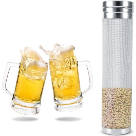 Bierhopfenfilter aus Edelstahl mit 300-Mikrometer-Sieb und Reinigungsbürsten-Set für Heimbraufässer (7 x 29 cm / 2,8 x 11,4 Zoll) (1/5)