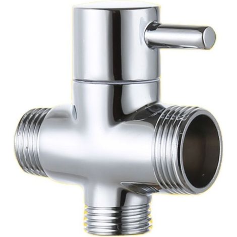 Válvula desviadora de latón cromado de 3 vías – Rosca macho de 20 mm y 25 mm – Fácil instalación para el control del flujo de agua. (1/5)