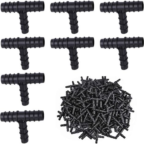 100 x Drip Irrigation Connectors, 16 mm T-Connector, 16 mm Tube Connector, Tee Connectors for Flowers, Lawn, Agriculture, Industrial Irrigation (1/5)