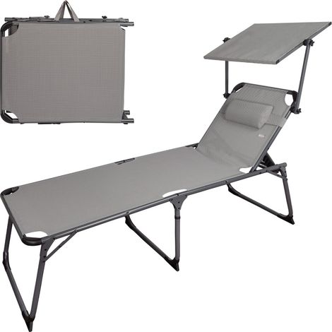 Aktive Folding Sun Lounger Gris Aluminium Design Élégant (1/5)