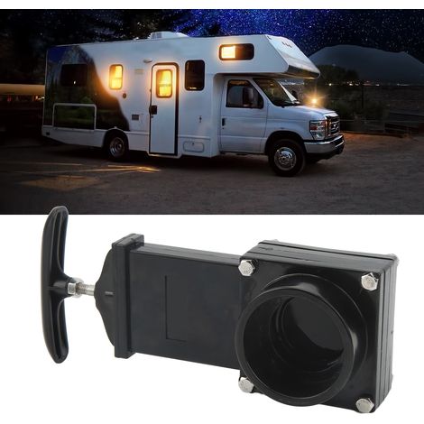 Pièces de conversion pour camping-cars/caravanes : vanne de vidange 50 mm avec filetage extérieur 60 mm, poignée de vanne, réservoir d'eau, sortie de vidange des toilettes (010121) (1/5)
