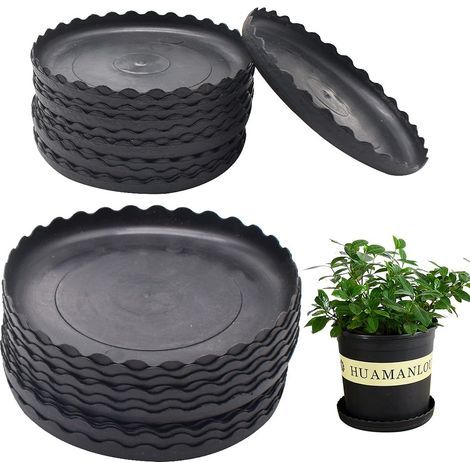 Plant Tray - PP Plastic Drip Tray with Wavy Edge - Indoor Outdoor Use - 13.5 cm and 21 cm - 24 Pack (1/5)