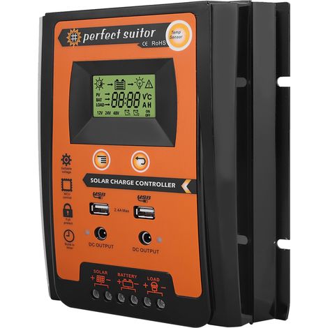 Régulateur de charge solaire 12V/24V 50A PWM et MPPT, contrôleur de panneau solaire avec double USB, écran LCD, pour batterie (1/5)