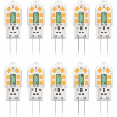 G4 2W LED-Lampe – entspricht 20W, warmweiß (3000K), 200 lm, 12V AC/DC, 12 SMD, 10er-Packung