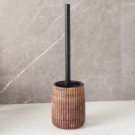 Brosse WC en céramique style nordique vintage, manche long, sans angles morts, accessoire ménager, 40 × 11 cm (1/5)