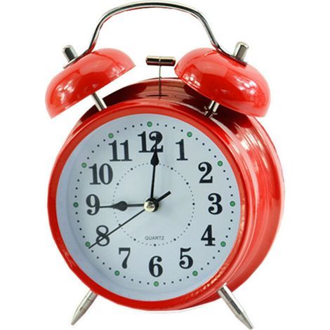 Lntyq Réveil analogique 4 pouces double cloche vintage rouge silencieux sans tic-tac à quartz fonctionne sur piles extra fort avec rétroéclairage pour bureau table de chevet, horloges rétro pour gros (1/2)