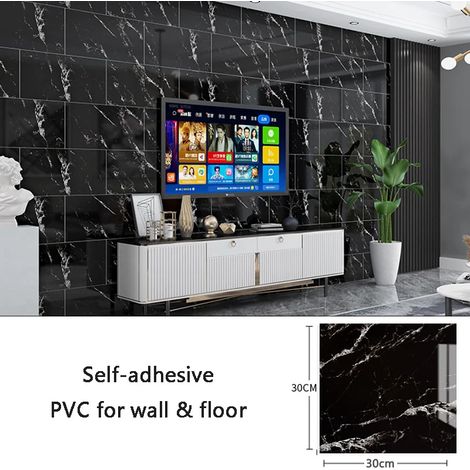 (Style 13, 10 pièces - 30x30cm) Stickers muraux en PVC, papier peint imitation carrelage céramique, imperméable, décoration de fond. (1/3)