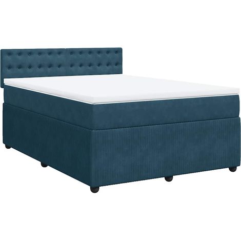 Maison Exclusive - Giroletto a Molle con Materasso Blu 160x200 cm in Velluto