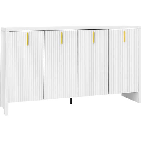 ELVMI Buffet et Enfilade avec 4 Portes et Étagères Réglables pour Salon en Panneaux de Particules 140×38×80 cm Blanc (1/4)