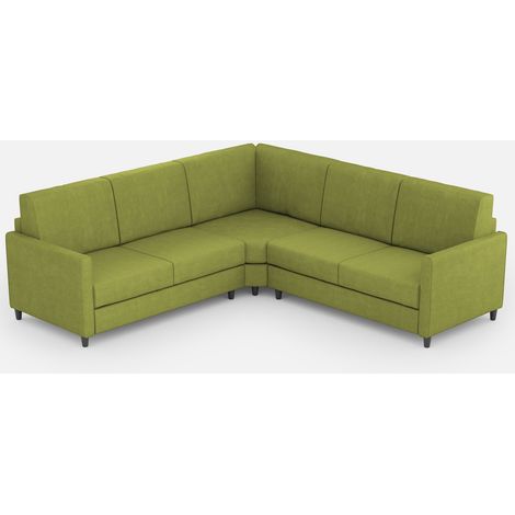 Canapé d'angle moderne italien tissu vert pistache Korane - 5 tailles 221x221 cm-Taille 221x221 cm (1/5)