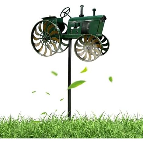 Carillon éolien en forme de tracteur, décoration rustique pour jardin extérieur Moulin à vent en forme de tracteur à brancher, idéal pour cour, terrasse, pelouse, balcon, ferme, environnement rural