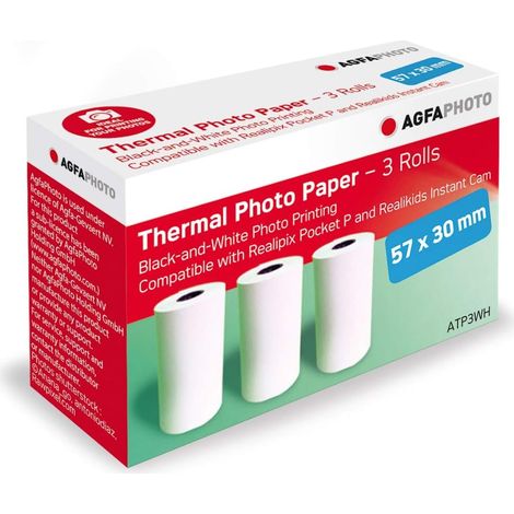 Pack 3 Rouleaux de Papier Thermique Blanc 57x30 mm pour Impression (Compatible Realipix Pocket P et Realikids Instant Cam) (1/5)
