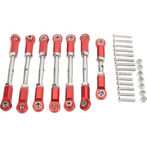 Satz mit 7 Aluminium-Spurstangen für 1/10 Traxxas Short Trucks, robuste rote Metall-Verbindungsstangen (1/5)