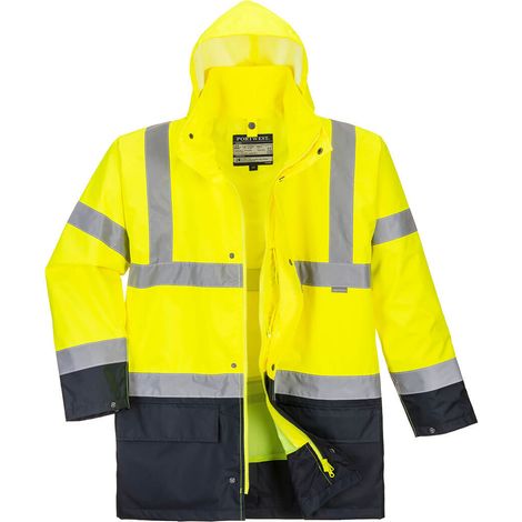 Chaqueta 5 en 1 bicolor Essential impermeable 2 bolsillos de parche, puños ajustables PORTWEST S766 5XL Amarillo/Negro
