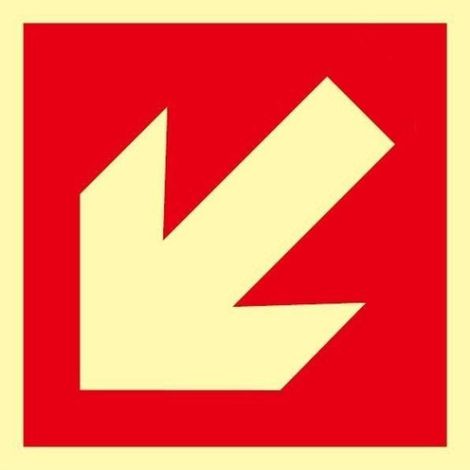 Señal de evacuación de flecha oblicua con capa luminiscente Clase A SEKURECO                         210 x 210 mm                          CLASE B (PVC 0'7 mm) (1/2)