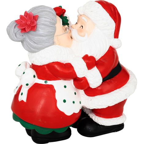 Déco Kiss Père Noël et Mère Noël en résine Rouge et Blanche H 20 cm - Feeric Christmas (1/2)