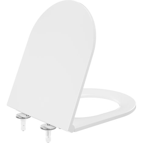 CECIPA Max WC-Sitze für Erwachsene, Toilettensitz mit Absenkautomatik, QuickRelease für einfach Reinigung, Antibakteriell Duroplast, bis 250 kg, D-Form Weiß