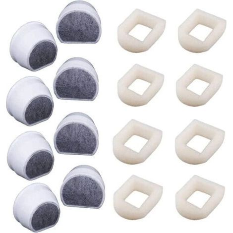 Lot de 16 Préfiltres en Mousse et Filtre à Carbone Compatible avec PetSafe Drinkwell Fountain INOX 360 Avalon Pagoda Seascape et Sedona Fontaines, Filtre pour Fontaine à Eau Chat Chien--TRIMEC (1/4)