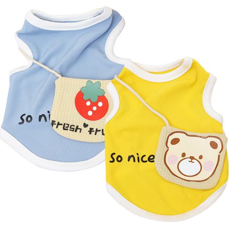 2 débardeurs pour chien, tissu soie glacée respirant, motifs floraux et animaux, taille S à XL, été (1/5)