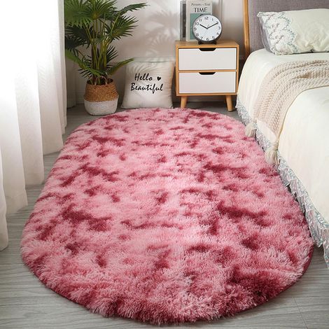 JSSEVN - Plush Rug, Oval Shaggy Faux Fur Rug, Super Soft Plush Long Pile Rug, Home Rug for Bedroom Decoration (120x200cm) (1/5)