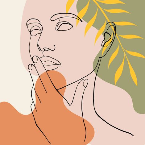 Papier peint panoramique - Femme Boho - 130 cm x 130 cm (1/2)