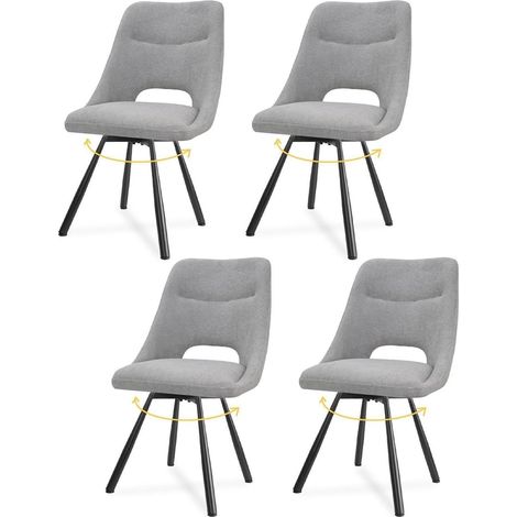 Esszimmerstühle 4er Set drehbar 360° mit Kaschmir-Stoff, grau (1/5)