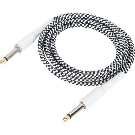 Câble Audio 6.35mm Stéréo Jack Mâle pour Guitare Basse Clavier Mixeur Enceinte - 1m Blanc (1/5)
