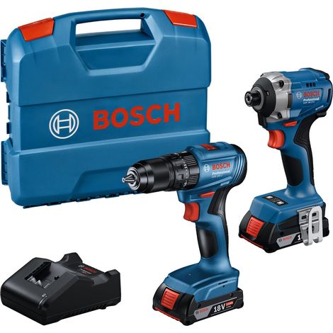 Bosch Professional 18V System screwdriver de à batterie GDR 18V-215 + tournevis GSB 185-LI (avec 2 batteries GBA 18V 2.0Ah, chargeur GAL 18V-20, mallette de transport)