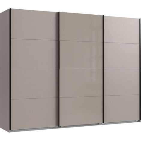 Armoire à portes coulissantes coloris Gris et verre gris, graphite -Longueur 270 x Hauteur 208 x Profondeur 65 cm (1/4)