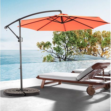 Parasol déporté 10 FT inclinable acier orange OKMYHOME (1/5)