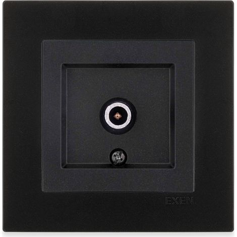Prise TV coaxiale avec filtre noir métallisé – ensemble complet avec plaque – 260/14E EXEN (1/3)