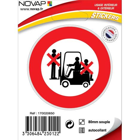 Panneau Passager interdit sur chariot élévateur - Vinyle adhésif Ø80mm - 4230122