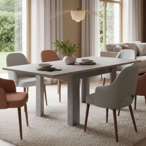 Dmora Mesa de comedor con apertura para libros, Made in Italy, Consola auxiliar de cocina, Mesa extensible, cm 90x90h75, Color gris ceniza, con embalaje reforzado (1/5)