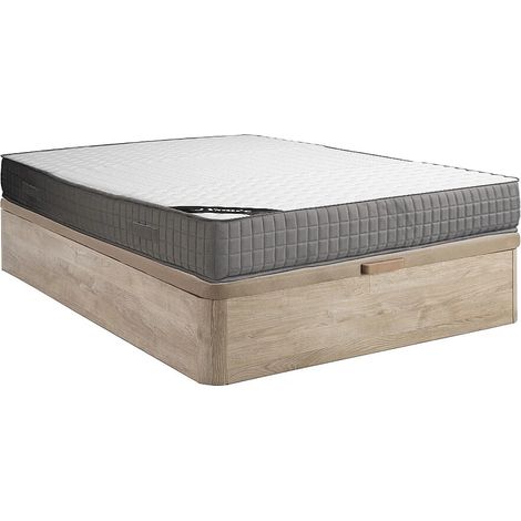 Ensemble 140 x 190 cm sommier coffre naturel clair + matelas mousse et accueil mémoire de forme 11 zones ép.22cm - DANEVO de YSMÉE (1/5)
