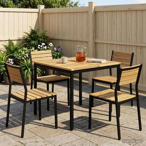 vidaXL Tavolo da cena da giardino Bianco e Nero 80 x 80,5 x 75 cm
