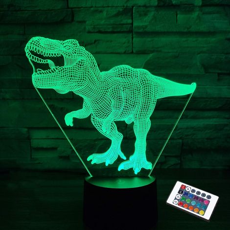 ZOLGINAH Cadeaux de dinosaure, veilleuse pour enfants dinosaure T-rex 3D veilleuse lampe de chevet avec télécommande 16 couleurs changeantes (1/5)